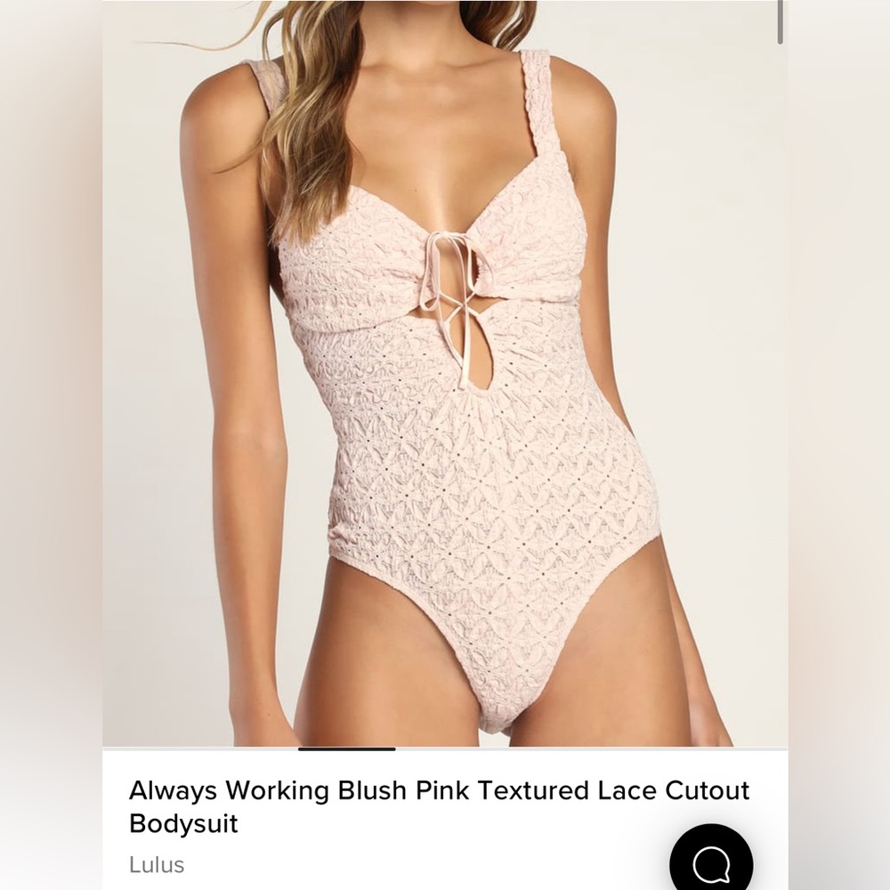 Always Working Blush Pink Textured Lace Cutout Bodysuit